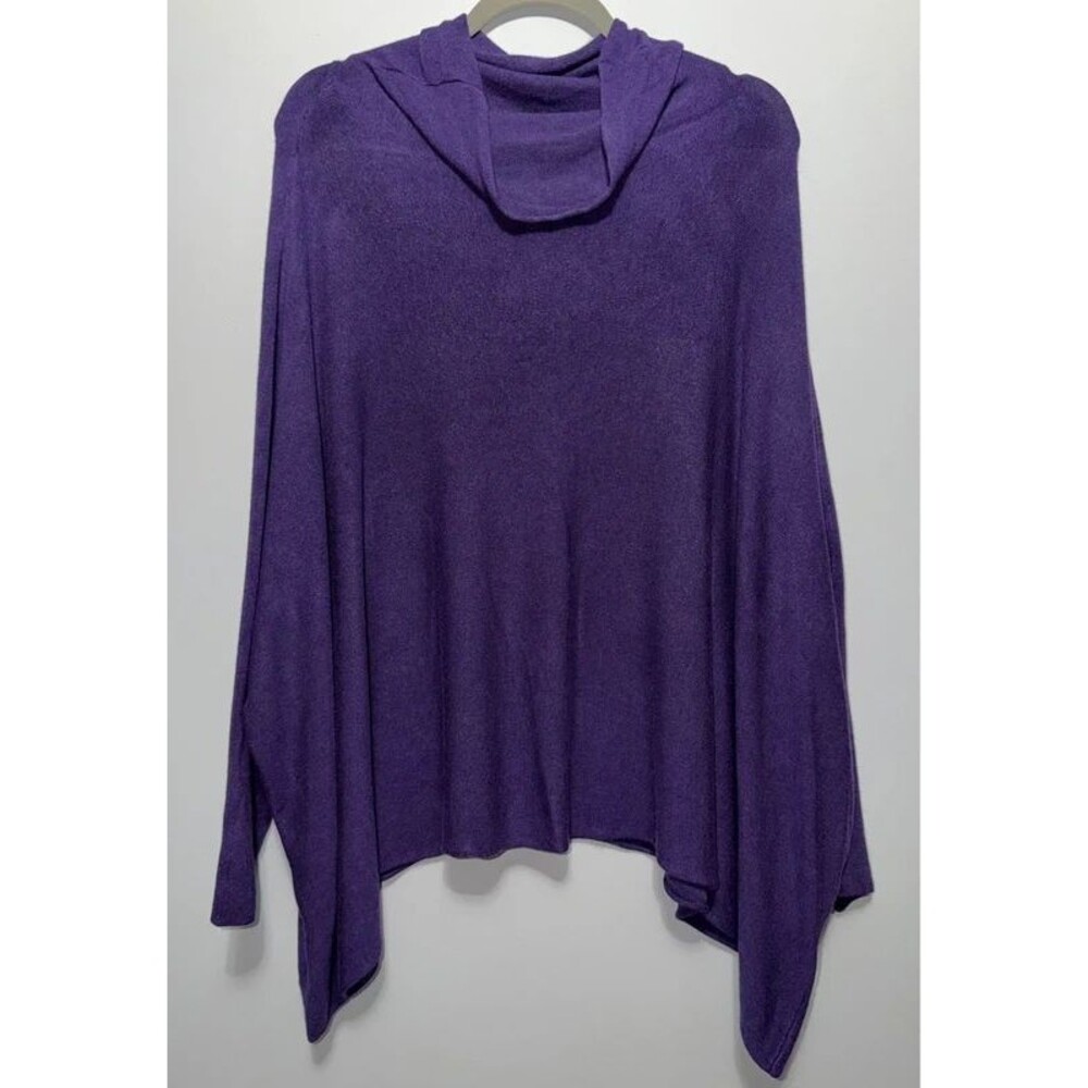 Eileen Fisher purple cowl-neck poncho sweater size S